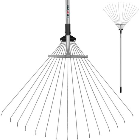 KOTARBAU® Rateau à Feuilles - avec Manche en Métal - Rateau Jardin - Acier - Largeur Réglable 19-64 cm - Outil de Jardin Robuste - Balai à Gazon (1/5)