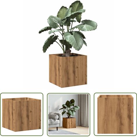 vidaXL Jardinière chêne artisanal 40x40x40 cm bois d'ingénierie (1/5)