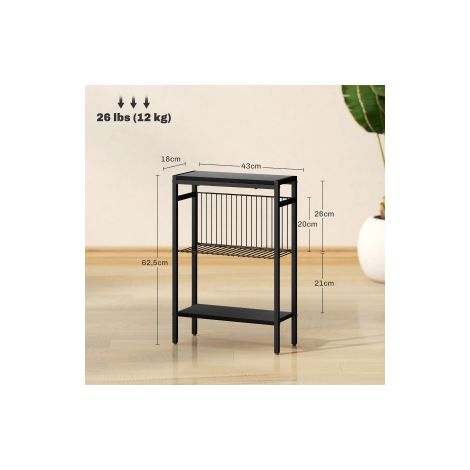 Table d'appoint noire avec 2 plateaux et structure en acier pour salon, chambre et espace détente (1/5)