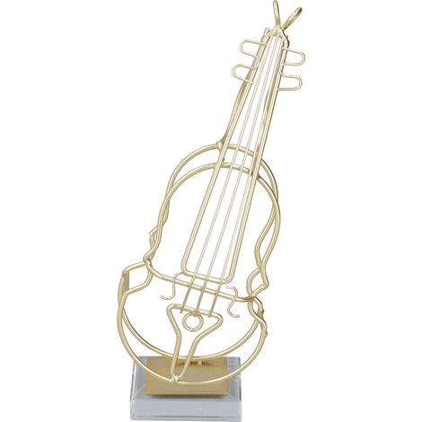 Ornement Violon Moderne en Fer Doré, Statue Minimaliste pour Décoration de Bureau (1/5)