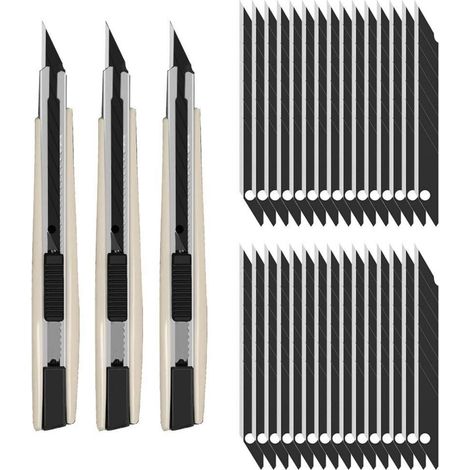 Cutter-Set 9mm mit 30 Klingen, 30° Präzisionsklingen für Folie, Papier, Basteln