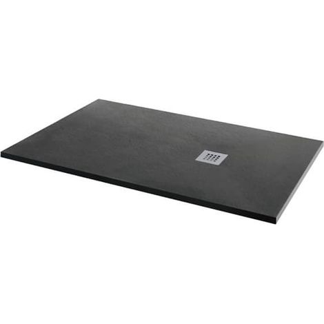 MX Minerals Jet Black Slate Effect Rectangular Shower Tray 1600mm x 900mm (1/4)