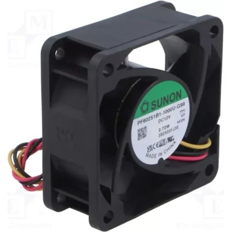 Ventilateur 12vdc 60x60x25mm 2,34w 3 Fils Boules Sunon Pf60251b1-g99