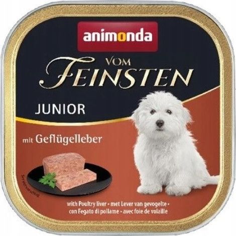 Animonda Dog  Vom Feinsten Junior  Alimento Moka para cachorros - Bandeja de 150 g - Hígado de ave 150 g