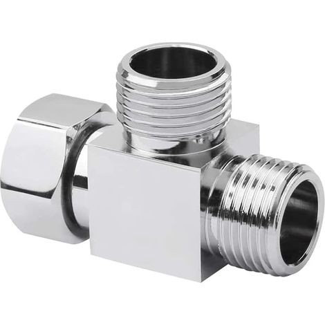 Vanne de dérivation G1/2" en laiton, 3 voies en forme de Y / adaptateur carré universel pour système de douchette à main - Pièce de rechange (1/5)