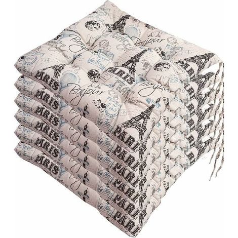Juego de 6 cojines para silla de 40x40 cm, cojines decorativos, cojines para silla, cojines de jardín, poliéster (D) (1/2)