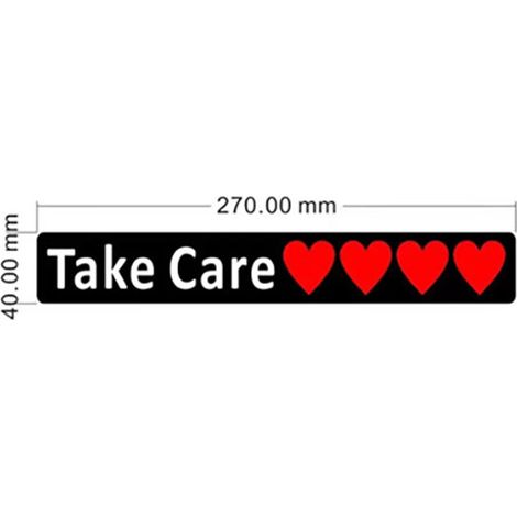Adhesivo LED luminoso para ventana de coche - Corazón rojo eléctrico "Cuídate" - Adhesivo delgado de 0,35 mm, 5 modos, 27 x 4 cm, negro (1/5)