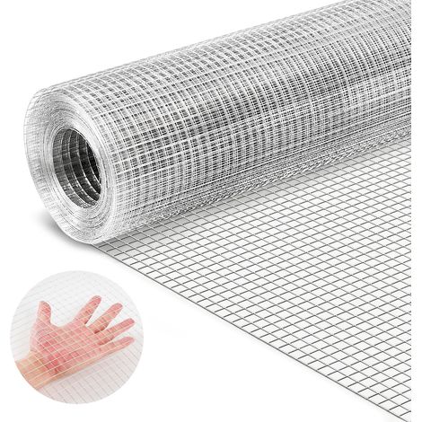 VEVOR Grillage Galvanise Maille Carree 12,7 mm, Grillage Soude en Rouleau 1,8 x 15,2 m Diametre Fil Metallique Calibre 19 pour Cloture de Jardin, Enclos a Poules, Cages a Lapin, Protection de Plantes (1/5)
