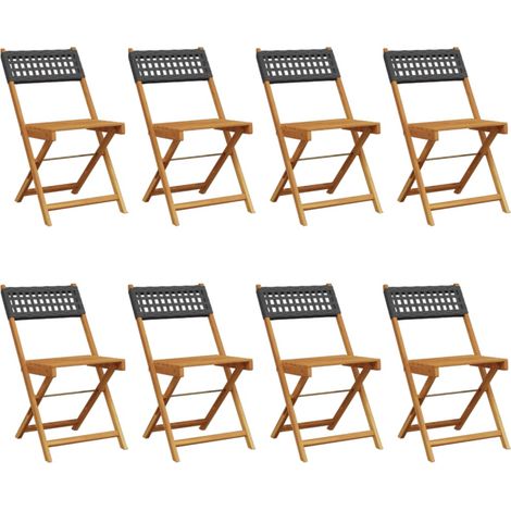 Lot de 8 Chaises de jardin,Chaise d'extérieur pliantes noir poly rotin bois massif CFW7993783 (1/5)