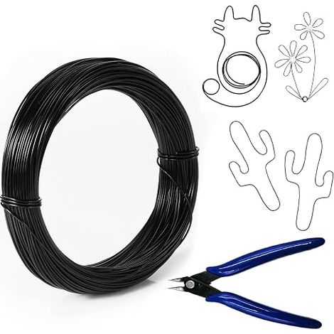 Metal Wire, Black Aluminium Wire, 1 mm, Comes with Cutting Pliers (1/4)