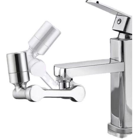 Robinet de rallonge pivotant à 1080° robinet multifonctionnel régulateur de jet robinet pivotant rallonge avec mousseur 2 modes robinet adaptateur avec mousseur universel en laiton (1/4)