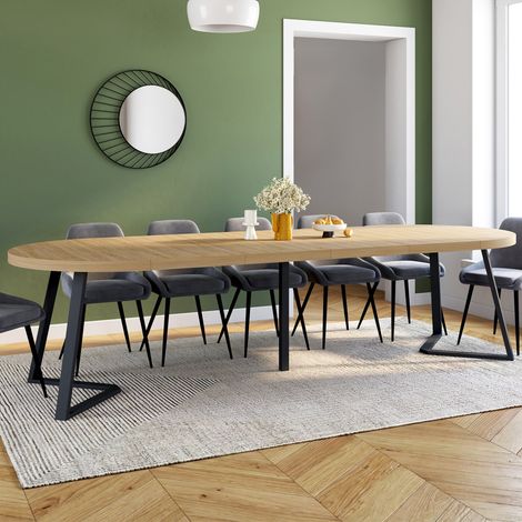 SELMA mesa de comedor redonda extensible 4-10 personas madera efecto haya 110-300 cm (1/5)