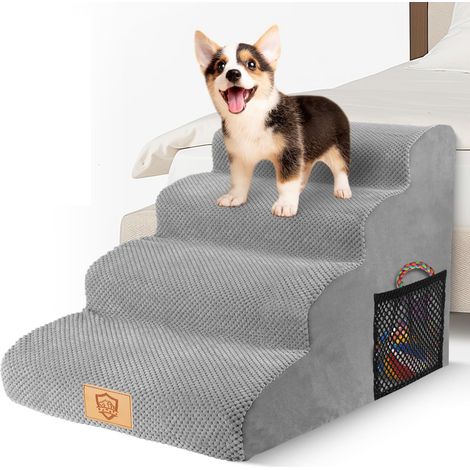 Escaliers pour Chien et Chat Rampe en Mousse 4 Marches Tapis Antidérapant Lavable pour Lit et Canapé Gris (1/5)
