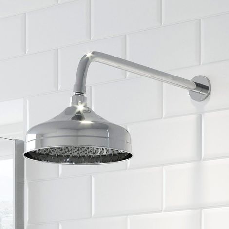 Traditional Bathroom Wall Mounted Chrome Round Drencher Fixed Shower Arm Head
