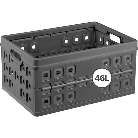 Panier de Rangement 46L - 54x38x26,5cm - Caisse rangement plastique pour produits alimentaires - Paniers et boîtes de rangement gris (1/5)