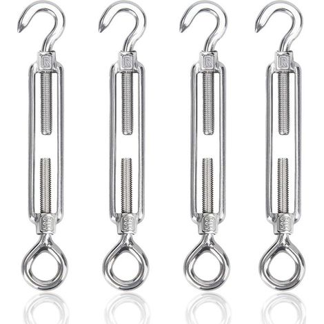 M6 Tendeur Cable 304 Acier Inoxydable Réglable Crochet De Ridoir Et Oeil Tendeur Fil a Linge Tendeurs Elastique avec Crochets Fil Cable Acier De Fer Cloture Et Corde Linge Exterieur 4pcs (1/5)
