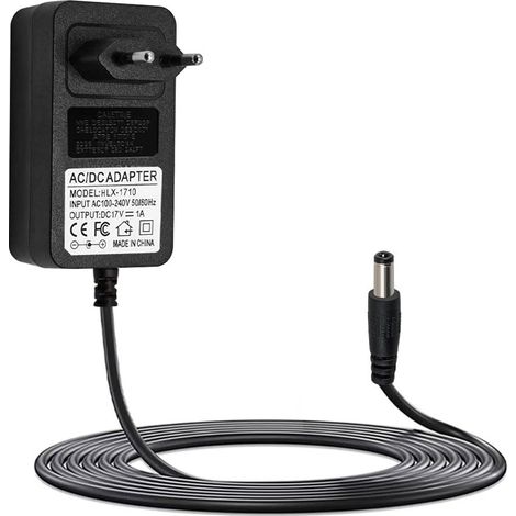 17V 1A Adaptateur Secteur pour 1/2/3/I/II/III/306386-101/369946-1300/301141/414255/404600, 1,8 m Remplacement Chargeur Secteur avec Prise DC 5,5 x 2,5 mm pour Appareils Bluetooth (1/5)