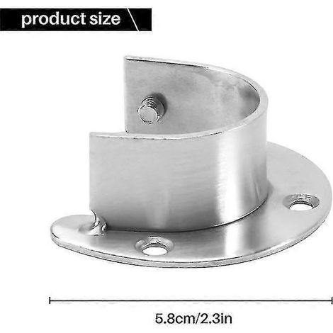 Lot de 4 supports d'embouts de tringle à vêtements robustes en acier inoxydable, douilles de placard, support de tringle à bride avec sc (1/5)