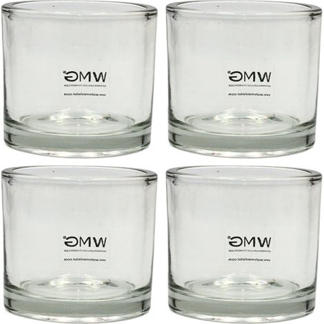 Lot de 4 photophores en Verre Transparent - Simples et élégants - Dimensions : H x Ø Environ 8 x 9 cm (1/5)