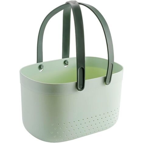 1 Panier de douche, plastique, trous de ventilation, poignées, grande capacité, salle de bain, dortoir