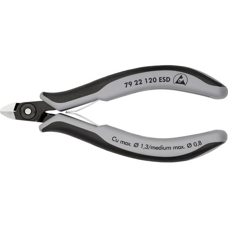 KNIPEX 79 22 120 ESD Alicates de precisión de corte diagonal para electrónica ESD con mangos multicomponentes Barnizados 120 mm