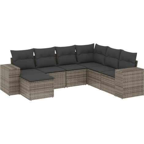 Maison Exclusive - 7-tlg. Garten-Sofagarnitur mit Kissen Grau Pol