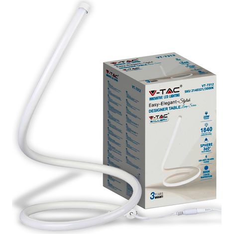 Lámpara de mesa LED V-TAC de 17 W con cable de alimentación e interruptor, blanco cálido