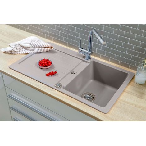 Küchenspüle Einbauspüle Spülbecken Granitspüle 86 x 50 Grau Respekta Austin