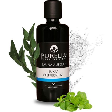 PURELIA Saunaaufguss Konzentrat Euka-Pfefferminz 100 ml natürlicher Sauna-aufguss - reine ätherische (1/5)