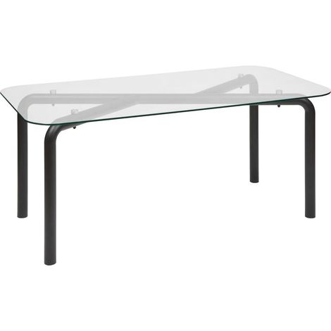 Table basse en verre transparent et pieds en métal noir - Longueur 180 x largeur 90 x Hauteur 75,5 cm (1/4)