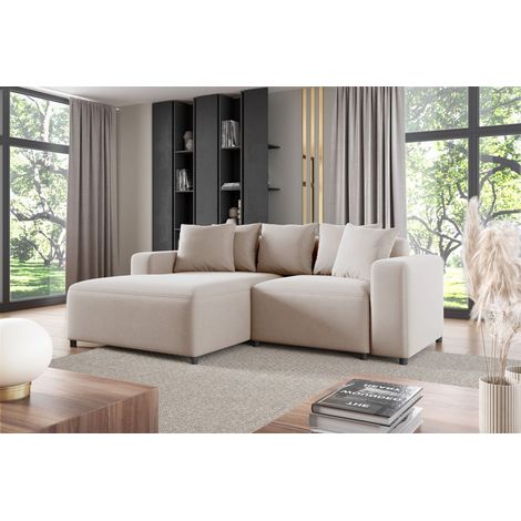 Ecksofa Designersofa Sofa MEGAN XS in Stoff Salvador Hellbeige Ottomane Links (1/2)