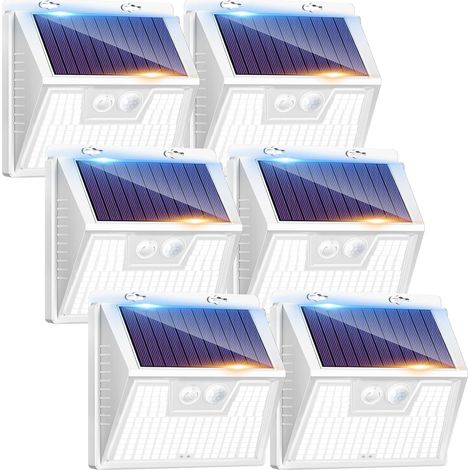 Lot de 6 Lampe Solaire Exterieur Detecteur de Movement, 167 LED/3 Modes Lumiere Solaire, Étanche Eclairage Exterieur Murale pour Jardin Garage [Blanc Froid] (1/5)
