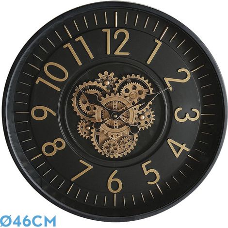 Wanduhr de LACIO Schwarzgold 46x46x8 cm Getriebe mit Uhrwerk