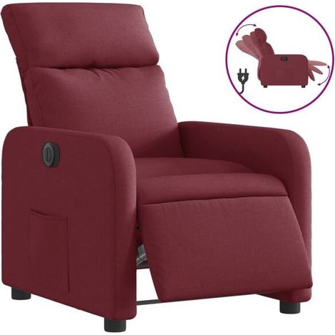 Fauteuil inclinable électrique, tissu bordeaux (1/5)