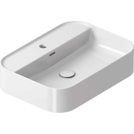 Ravak Ceramic - Lavabo da appoggio, 55x40 cm, con troppopieno, foro per rubinetto, bianco XJX01155005 (1/5)
