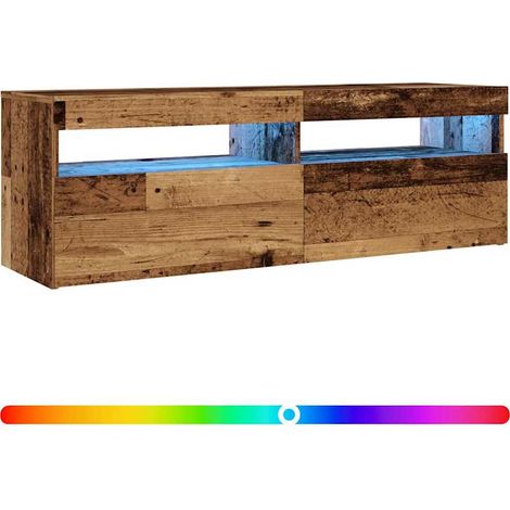 vidaXL Mueble TV luces LED madera ingeniería envejecida 120x35x40 cm (1/2)