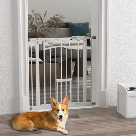 Animal Barrière de sécurité animaux chien porte fermeture automatique sans perçage de 74 à 80 cm acier YaKu - noir