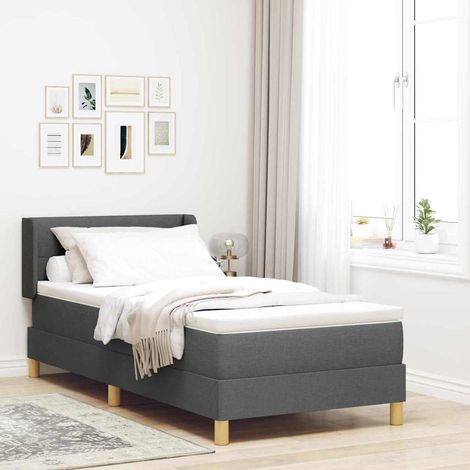 Boxspringbett mit Matratze Dunkelgrau 200 x 80 cm Stoff