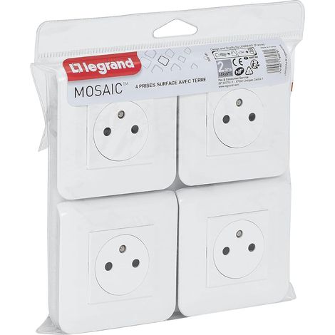 Legrand - CL04077111 - Lot de 4 PC Mosaic complet avec plaque de finition