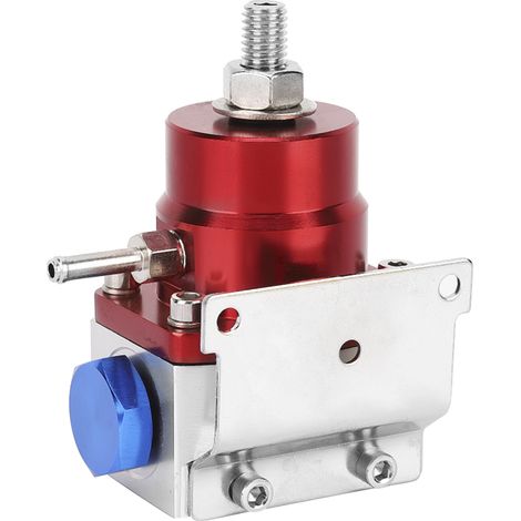 Universeller, einstellbarer 100-PSI-Kraftstoffdruckregler mit Manometer, Kfz-Set, Rot und Silber (1/5)