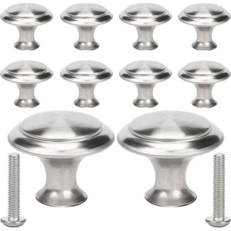 KZQ 10 maniglie rotonde per mobili in argento, pomelli rotondi per cassetti, pomelli per mobili con viti, per armadi e guardaroba (1/4)
