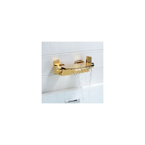 QORVA-Robinet mural simple en cuivre-or pour salle de bain, robinet latéral pour baignoire, robinet mélangeur pour baignoire cascade, 1 pièce