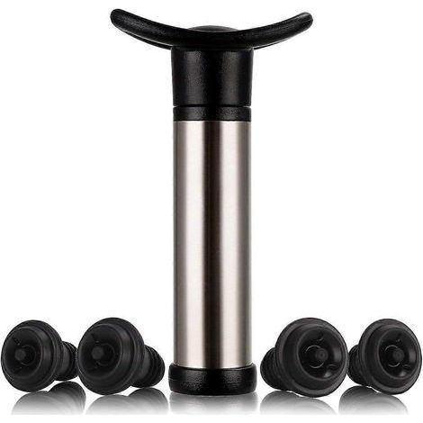 Pompe à vin sous vide en acier inoxydable - Sauvegardeuse de vin. Utilisée pour la conservation du vin, cette pompe permet d'éliminer l'air et de préserver le vin. (1/5)