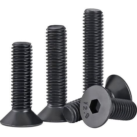 20 pièces Vis à Tête Fraisée M5x25mm Vis à Tête Plate à Six Pans Creux, Vis Hexagonales en Acier au Carbone, Filetage Complet (1/5)