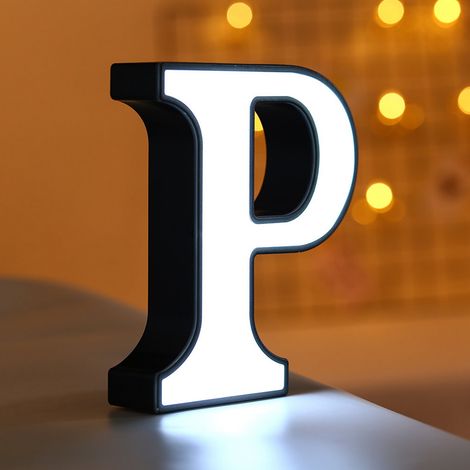 Lumière nocturne alphabet anglais 26 lettres LED en plastique, décoration lumineuse forme lettre, blanc pour anniversaire déclaration confession (1/5)