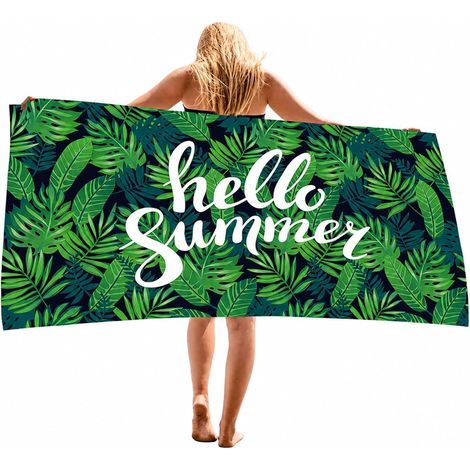 Serviette de Plage Microfibre 70x140 cm, Drap de Plage Anti-Sable Vert Motif Feuilles Tropicales Séchage Rapide & Hyper Absorbant pour Piscine, Transat, Sport 1 Pièce (1/5)