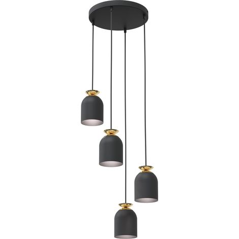 Suspension loft métal noire/or 4xE27 15W Target Emibig (1/5)