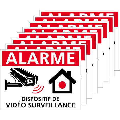 Autocollants Alarme Lot de 8 stickers Alarme Sécurité Protection Vidéosurveillance 8 x 6 cm résistants UV et pluie. Alarme dispositif de vidéo surveillance . - Alarme dispositif de vidéo surveillance