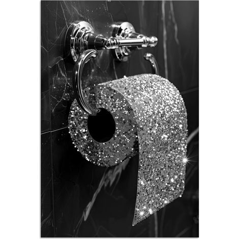 AFFICHE WC - Papier hygiénique - Noir et blanc - Paillettes Decoration Murale Peinture 40x60 cm (1/4)