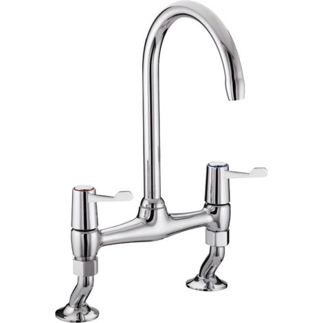 Bristan VAL2 BRDSM C CD Lever Bridge Deck Sink Mixer Chrome Kitchen Tap (1/2)